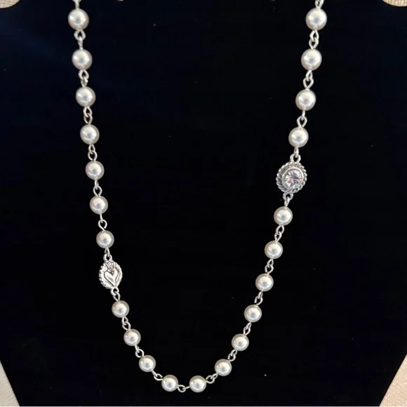 VSA PEARL BEADED WRAP NECKLACE 6MM PEARLS CREAM - NWT - Picture 1 of 11